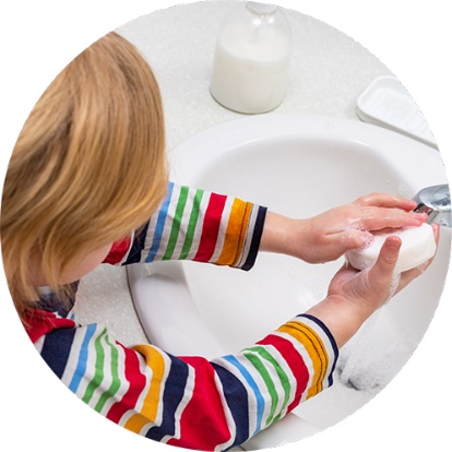 Student Washing Hands